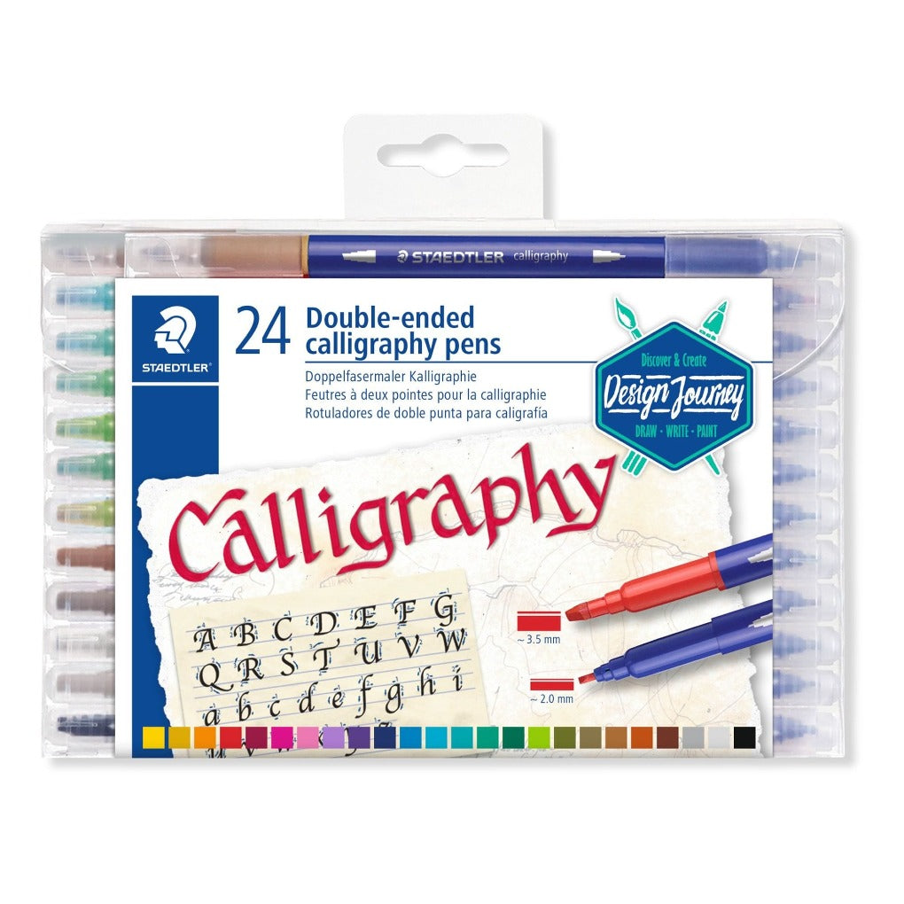 Staedtler 24 Double Ended Calligraphy Pens || أقلام تخطيط ثنائية الرأس عدد ٢٤ ماركة ستيدلر