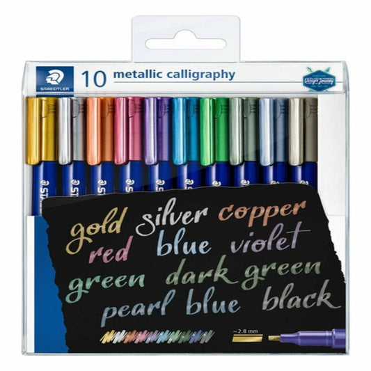 STAEDTLER Design Journey Metallic Calligraphy 10 Pens || الوان ميتاليك ستدلر 10 لون
