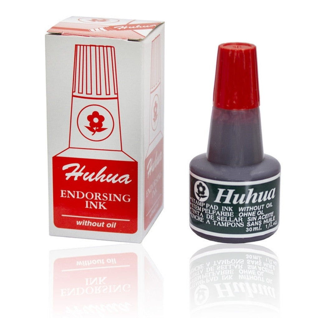 Huhua Endorsing Ink Red Color 30 ml || حبر ختم سائل حجم 30 مل لون احمر