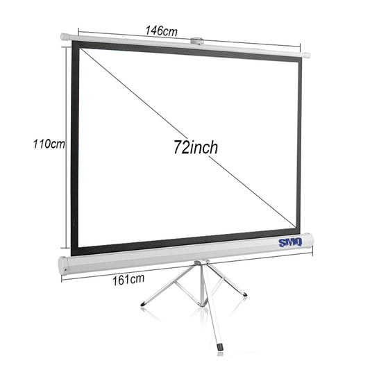 SMQ Projector Screen - Tripod - (72 Inch) 161 CM * 110 CM + Portable Bag || إس إم كيو شاشة عرض بروجكتور مع ستاند - (72 بوصة) 161 سم * 110 سم + شنطة تنقل