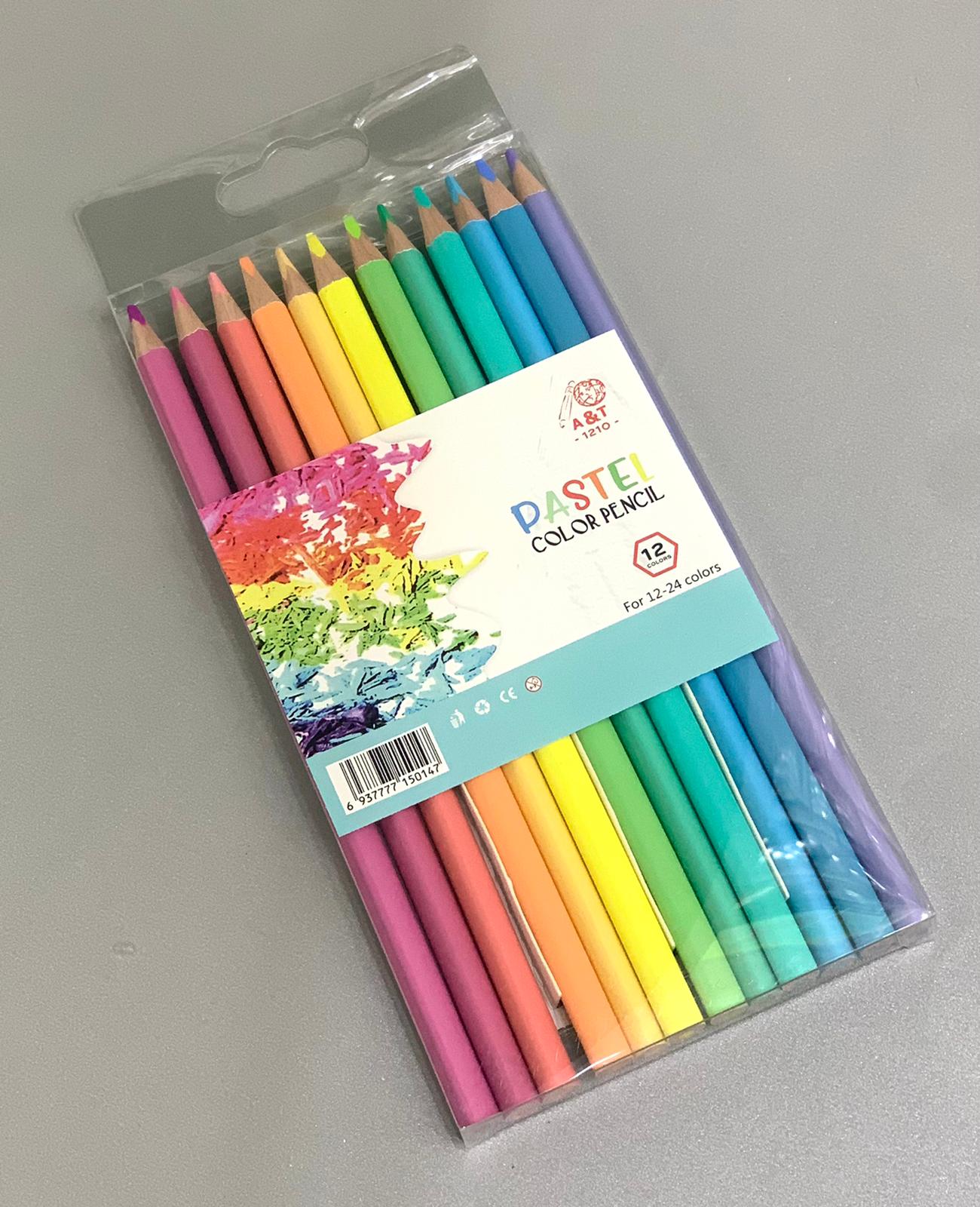 A&T Color Me Pastel Coloring Pencils 12 Colors || الوان خشبية باستيل كولور مي ١٢ لون⁩