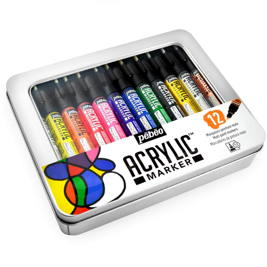 Pebeo Acrylic Marker Set 12 Colors || مجموعه اقلام اكريليك بيبيو 12 لون