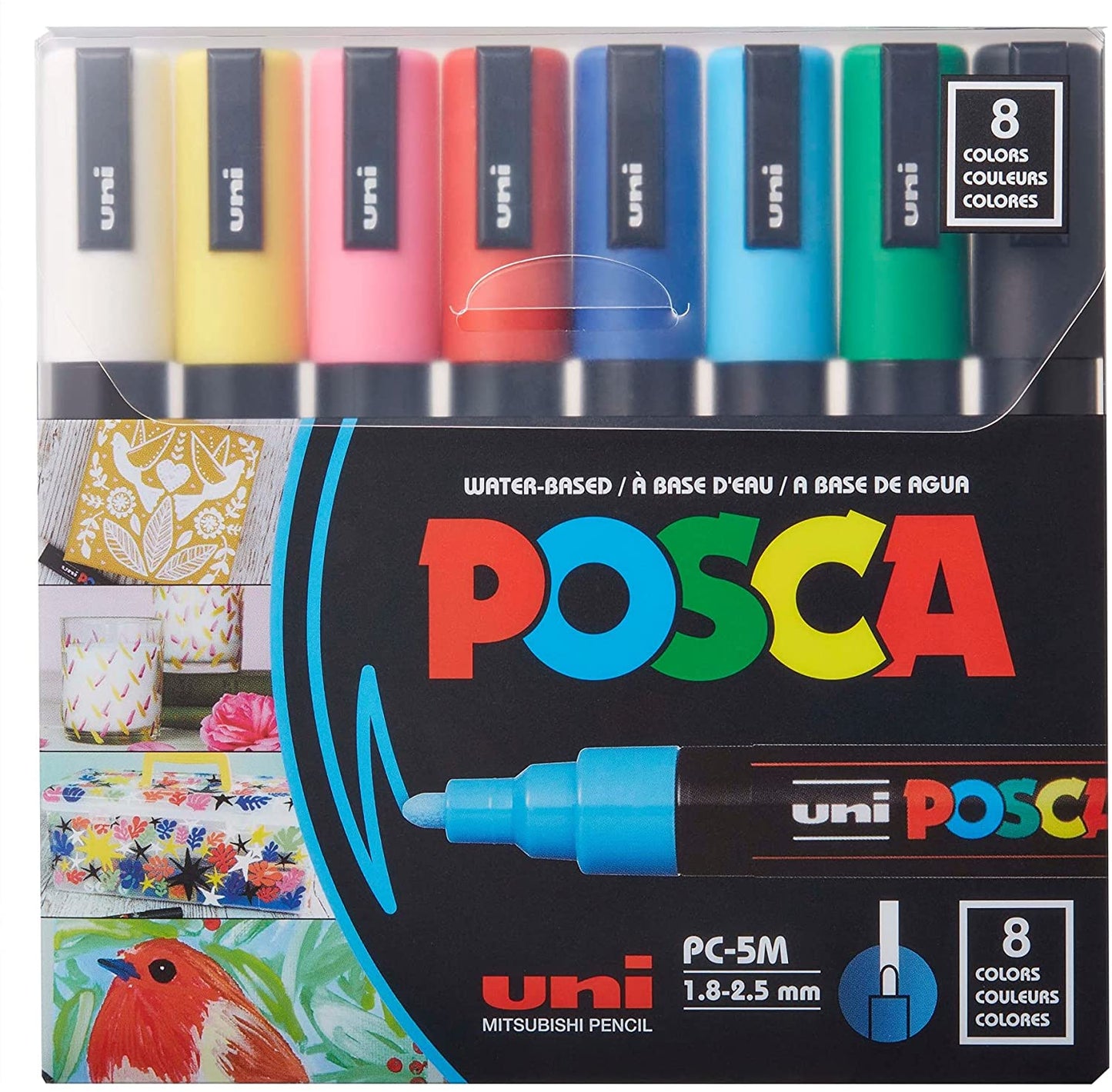 Posca Marker PC-5M (1.8 - 2.5 ) 8 Colors || الوان بوسكا سماكه ( 1.8 - 2.5 ) 8 لون