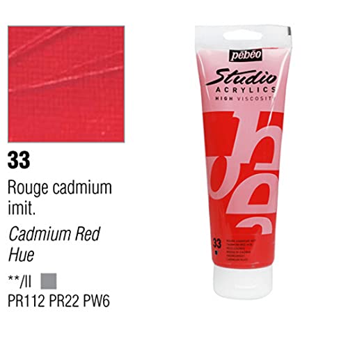 Pebeo Studio Acrylics High Viscosity 100 ml Cadmium Red || الوان بيبيو اكريليك 100 مل لون احمر كادميوم