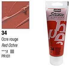 Pebeo Studio Acrylics High Viscosity 100 ml Red Ochre || الوان بيبيو اكريليك 100 مل لون احمر اوكر