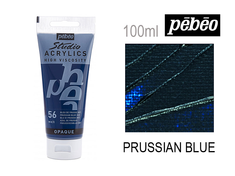 Pebeo Studio Acrylics High Viscosity 100 ml Prussian Blue || الوان بيبيو اكريليك 100 مل ازرق براشان