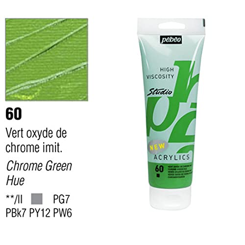 Pebeo Studio Acrylics High Viscosity 100 ml Chrome Green Hue  || الوان بيبيو اكريليك 100 مل اخضر كروم
