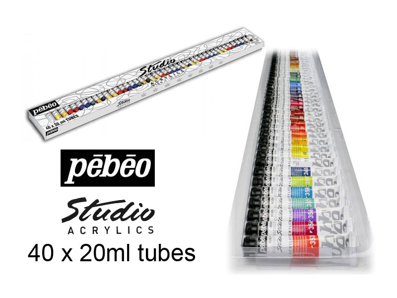 Pebeo Studio Acrylics High Viscosity 40 color set 20 ml  || مجموعه الوان اكريليك بيبيو عصاره40 لون حجم 20 مل
