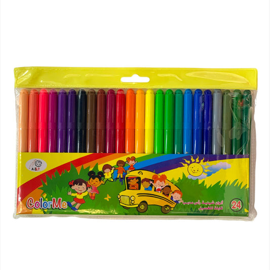 A&T Color Me Washable Colored Markers 24 Colors || الوان شينية كولور مي راس مدبب ٢٤ لون