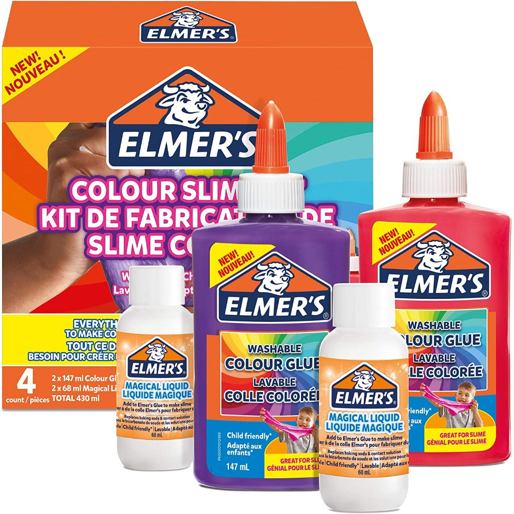 Elmer's Colour Slime Kit Include Colour PVA Glue - Magical Liquid Activator || مجموعة صناعة السلايم الملون ماركة المرز