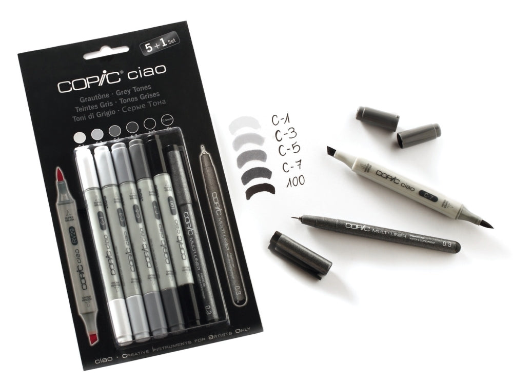 Copic Ciao Grey Tones 5+1 || الوان كوبيك درجات الرمادي 5+1