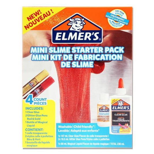 Elmer's 4 Piece Mini Slime Starter Pack - Red || مجموعه صنع السلايم الميني احمر وذهبي ماركه المرز