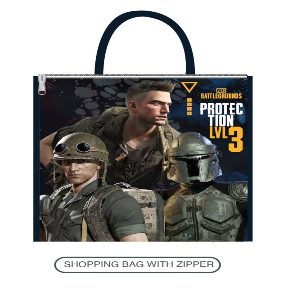 PUBG Shopping Bag with Zipper 31 x 37 Cm || جنطة تسوق ببجي مع سحاب مقاس 31 * 37 سم