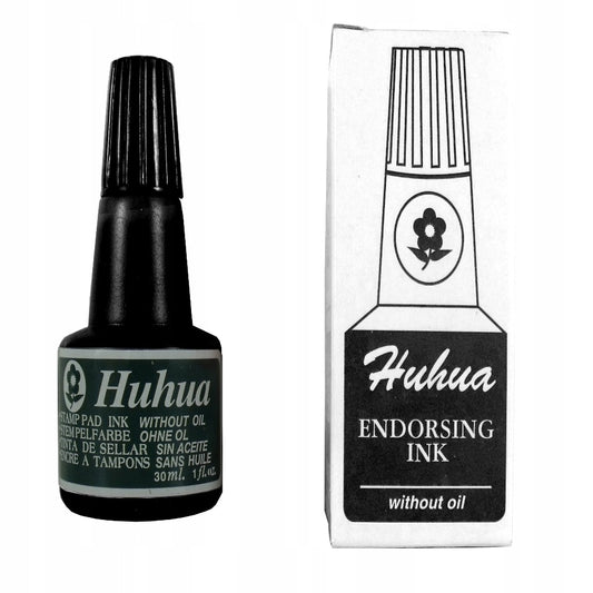 Huhua Endorsing Ink Black Color 30 ml || حبر ختم سائل حجم 30 مل لون اسود