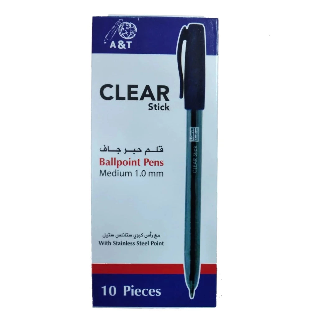 A&T Clear Stick Ball Pen Blue Color || قلم جاف ازرق كلير ستك⁩