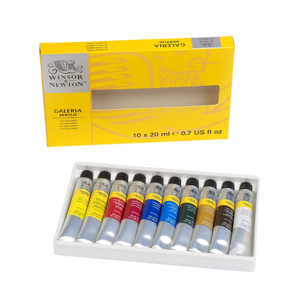 WINSOR & NEWTON GALERIA ACRYLIC 20ML || الوان اكريلك قاليريا 10 الوان ونسر اند نيوتن