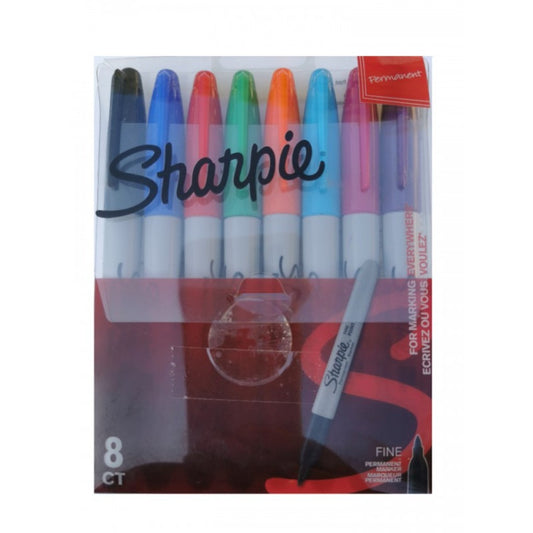 Sharpie Permanent Markers Fine Point 8 Assorted Colors || مجموعه الوان شاربي طقم 8 لون