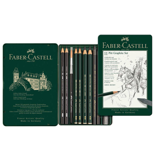 Faber Castel 11 Piece Pitt Graphite Set || اقلام سكيتش وفحم فيبر كاستل 11 قطعه
