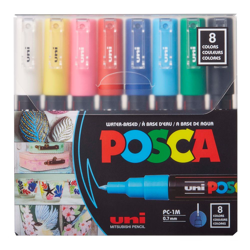 Posca Markers 8 Colors PC- 1M -0.7 || بوسكا 8 لون راس ضعيف