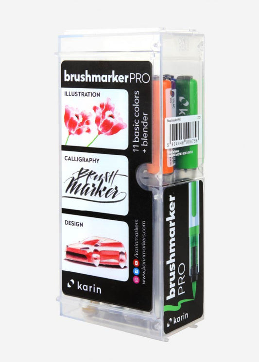 Karin Brush marker PRO 11 Basic Colours + 1 Blender Set