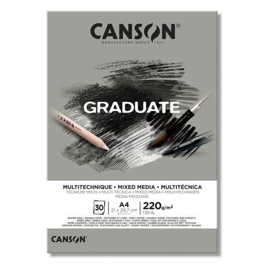Canson Graduate Mixed Media Gray A4 || A4 كراسة كانسون رمادي مكس ميديا