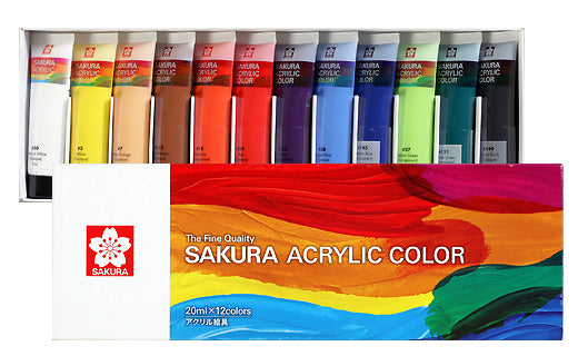 Sakura Acrylic Color 20 ml 12 color || الوان اكريليك ساكورا عصاره 12 لون حجم 20 مل