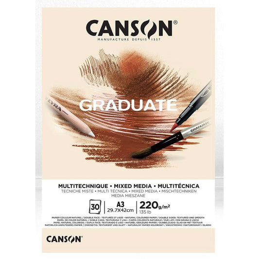 Canson GRADUATE Mixed Media Natural A3 ||  A3 دفتر رسم كانسون مكس ميديا بيج