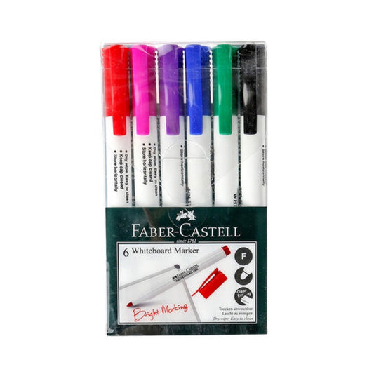 Faber castell Slim Whiteboard Marker Fine Tip Set of 6 || قلم وايت بورد ماركر رفيع برأس رفيع  ماركة فابر كاستل