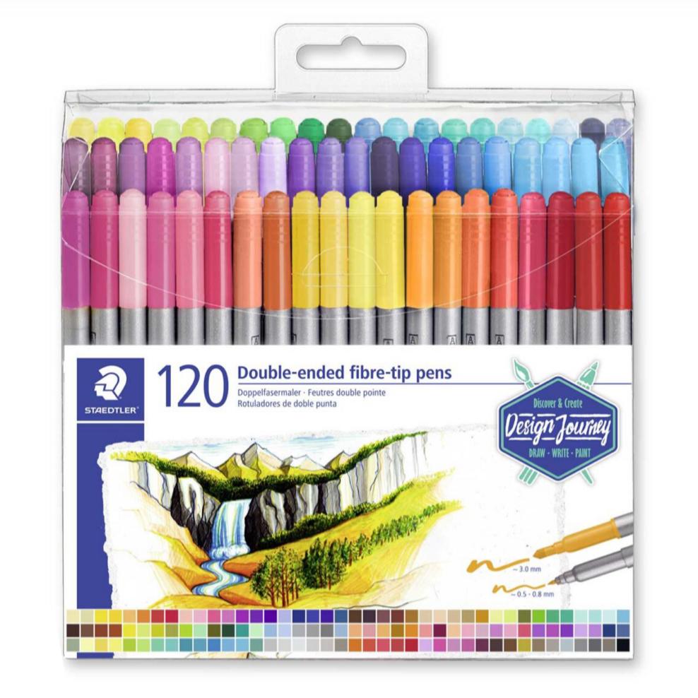 120 Staedtler Double Ended Fibre Tip Pens || مجموعة الوان ستدلر راسين ١٢٠ لون