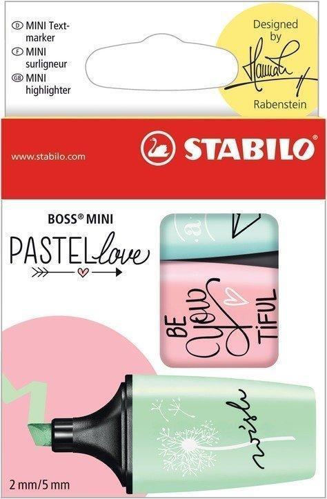 Stabilo Mini Pastel Text Marker 3 Pack || باكيت الوان باستيل فسفوري ٣ لون⁩⁩