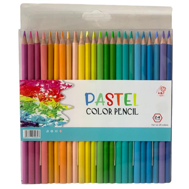 A&T Color Me Pastel Coloring Pencils 24 Colors || الوان خشبية باستيل كولور مي ٢٤ لون