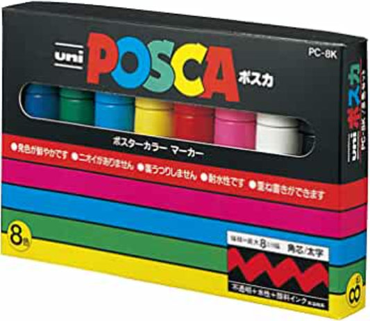 Posca PC-8K Set of 8 Colors || الوان بوسكا اليابانية ٨ لون راس عريض 