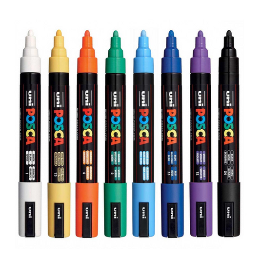Posca Marker PC-5M (1.8 - 2.5 ) 8 Colors || الوان بوسكا سماكه ( 1.8 - 2.5 ) 8 لون
