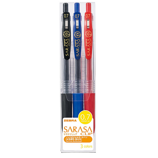 Zebra Sarasa Clip Gel Pen 0.7 Set of 3 Colors || مجموعة اقلام زيبرا ٣ لون حجم ٠.٧