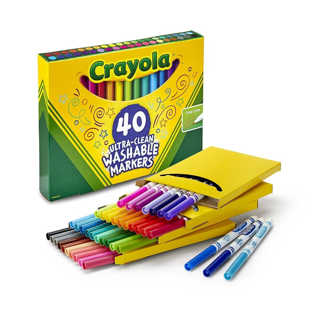 Crayola Ultra-clean Washable Markers 40 Colors || الوان شينية كرايولا ٤٠ لون