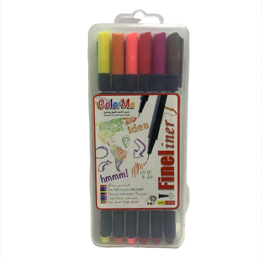 A&T Color Me Fineliner Colored Pens 12 Colors || الوان أطلس ضعيفة ملونة للخرائط كولور مي 12 لون⁩