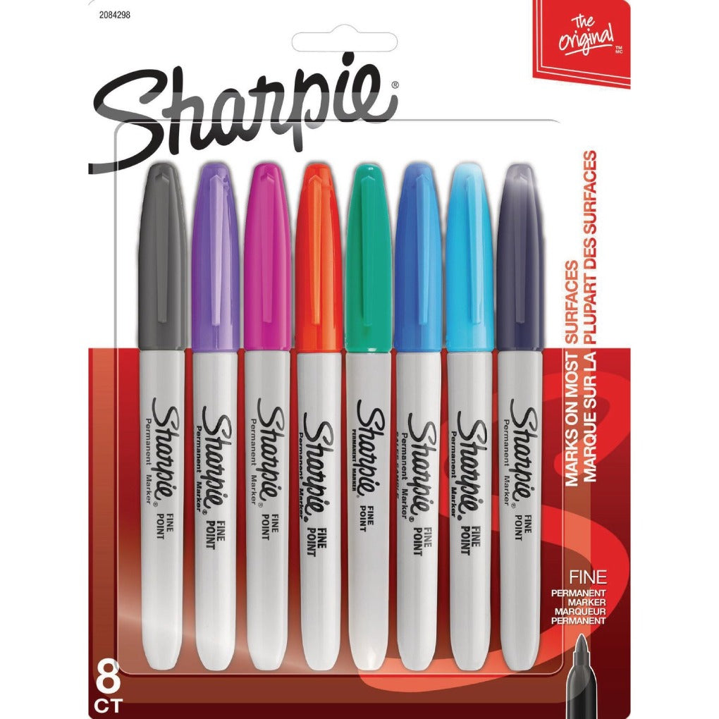 Sharpie Fine Permanent Markers 8 Color Set ||  اقلام ماركر ثابته علي كارت ماركة شاربي الامريكية⁩ ٨ لون
