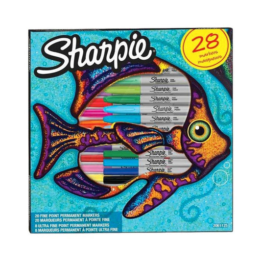 Sharpie Fish Special Edition Permanent Marker Set Assorted, 28 Pieces || مجموعة اقلام شاربي 28 لون