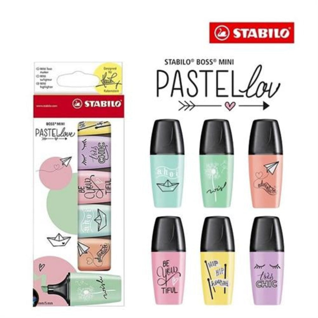 Stabilo Mini Pastel Text Marker 6 Pack || باكيت الوان باستيل فسفوري ٦ لون⁩