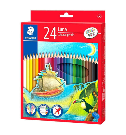 Staedtler Luna colored pencils 24 Colors || الوان خشبية ستدلر علبة كرتون الاصدار الاحمر ٢٤ لون