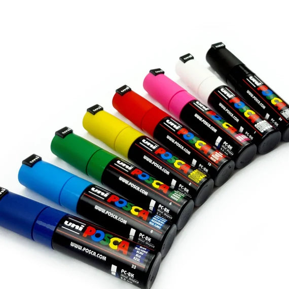 Posca Marker PC-8K Set of 8 Colors || الوان بوسكا اليابانية ٨ لون راس عريض