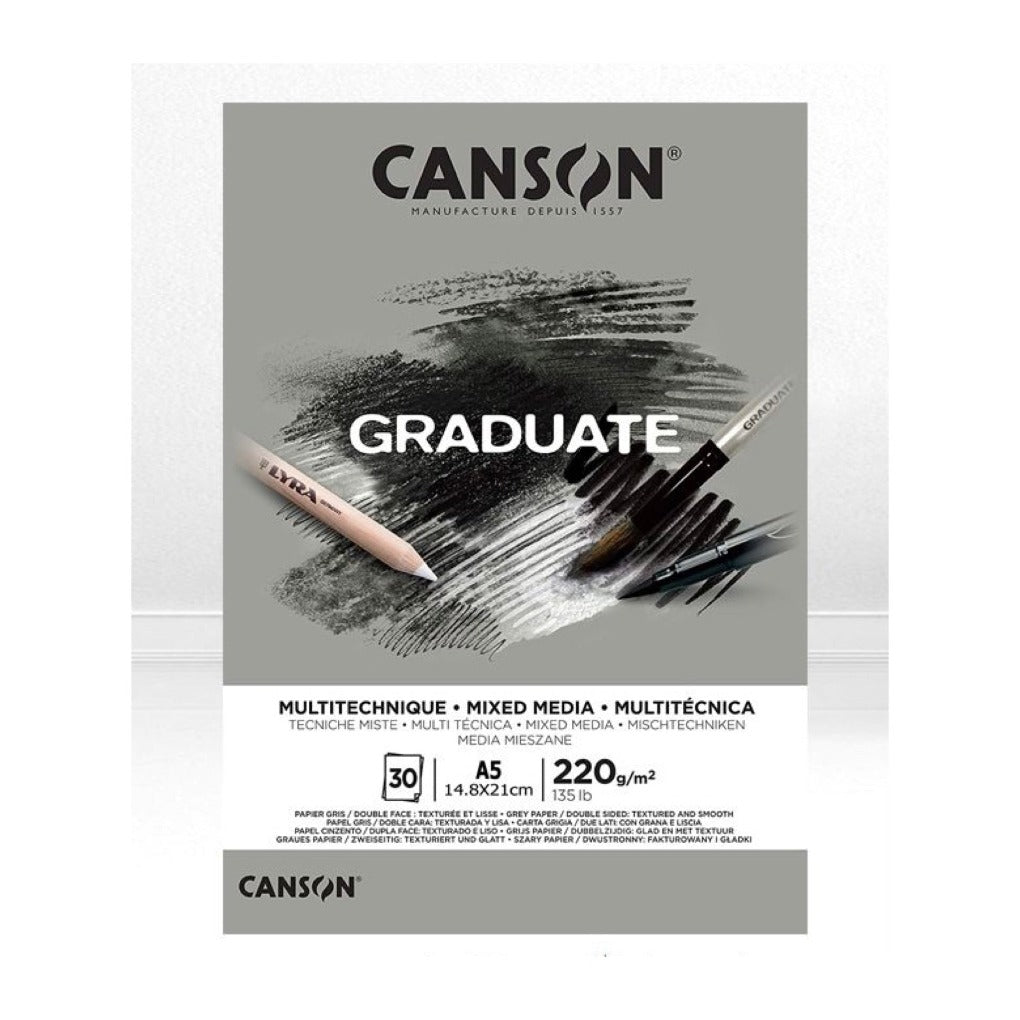 Canson Graduate Mixed Media Gray A5 || A5 دفتر كانسون رمادي مكس ميديا