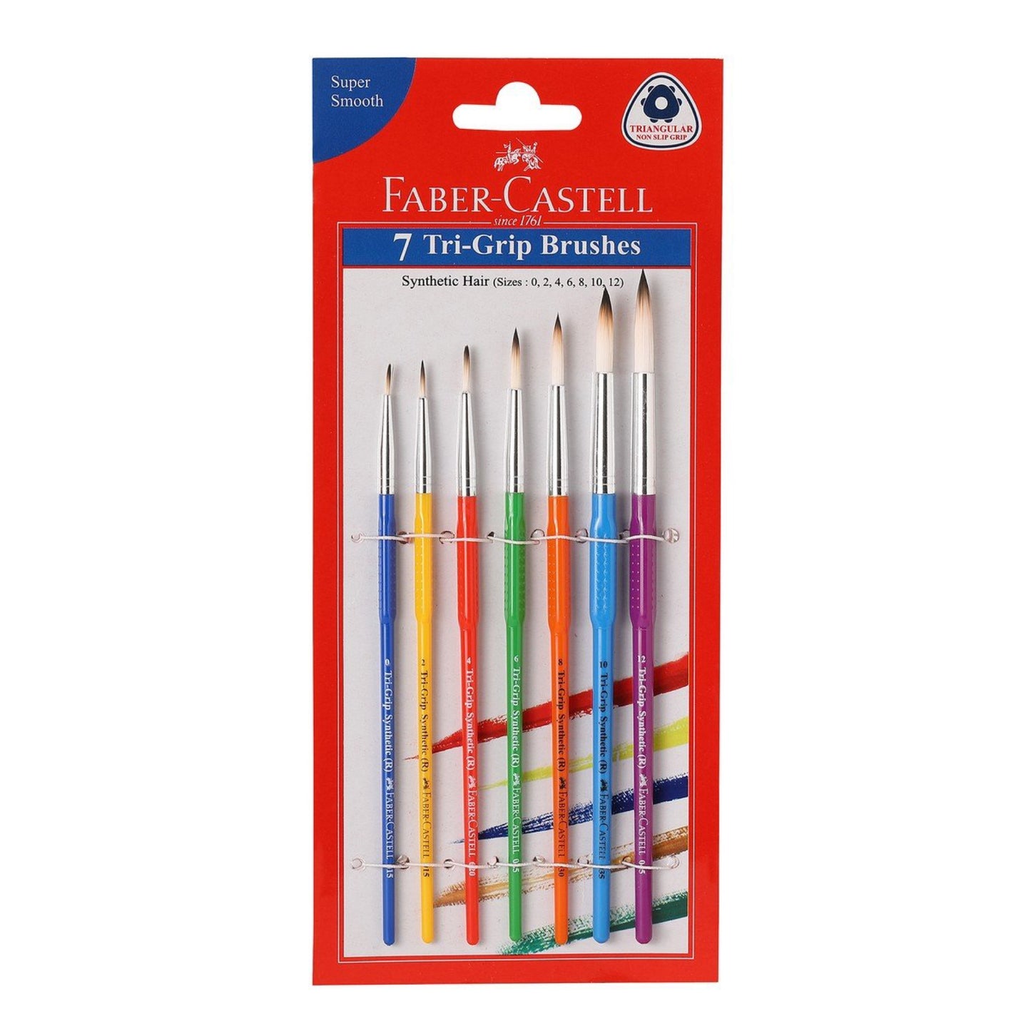 Faber Castell Tri Grip Paint Brushes, Round, Pack of 7 || فايبر كاستل - فرش طلاء ثلاثية القبضة ، مستديرة ، عبوة من  فرش7