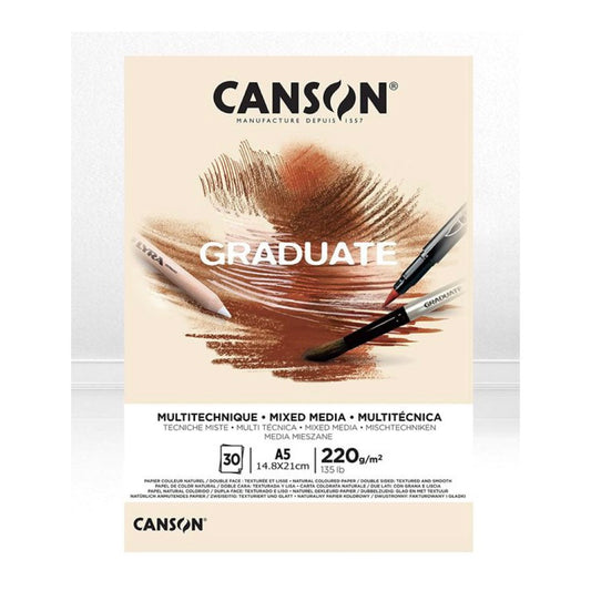 Canson GRADUATE Mixed Media Natural A5 ||  A5 دفتر رسم كانسون مكس ميديا بيج