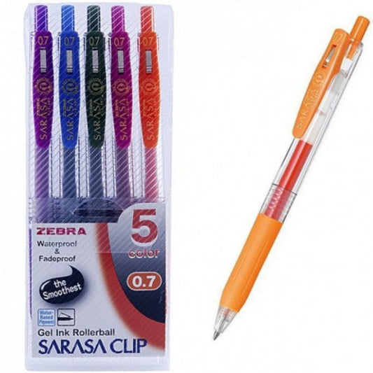 ZEBRA SARASA CLIP 0.7 PEN SET - 5 PIECES || زيبرا – طقم أقلام ملون - 0.7 مم - 5 أقلام