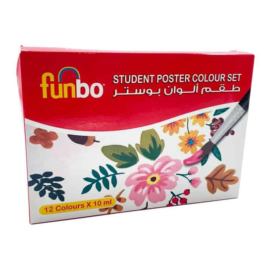 Funbo Student Poster Color 10 Color Set || طقم الوان بوستر فنبو عدد ١٠ لون حجم ١٥ مل⁩