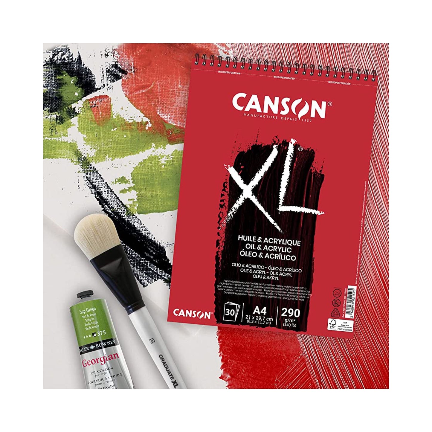 CANSON XL® Acrylic and Oil Paper Pad 290 gm A4 || دفتر رسم كانسون للاكريلك والزيتي 290 جم A4