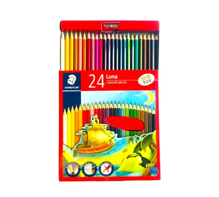 Staedtler Luna colored pencils 24 Colors || الوان خشبية ستدلر علبة كرتون الاصدار الاحمر ٢٤ لون