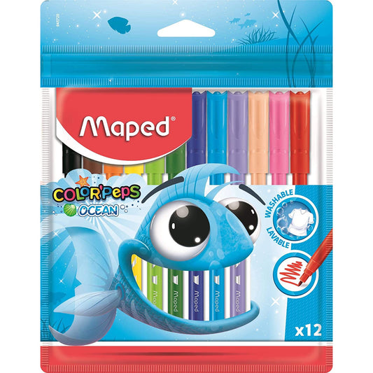 Maped Colored Felt Tip Pens Ocean 12 Colors || الوان شينيه مابد اوشن ١٢ لون