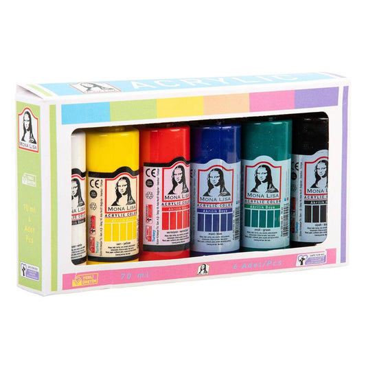 6 Basic Color Acrylic Set 70 ml Mona Lisa Sudor || مجموعه الوان اكريليك سودور 6 لون اساسي حجم 70 مل